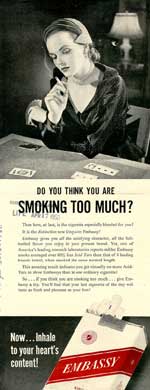 Рекламный постер сигарет Embassy (1950 г.)