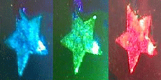 Пример сложной голограммы, меняющей цвет в зависимости от присутствия тех или иных веществ (иллюстрация с сайта smartholograms.ru)<!-- SP1626D331 -->.